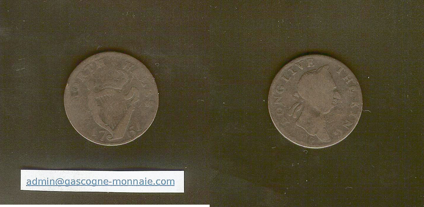 Royaume-Uni Pays de Galle demi penny jeton 1761 B+